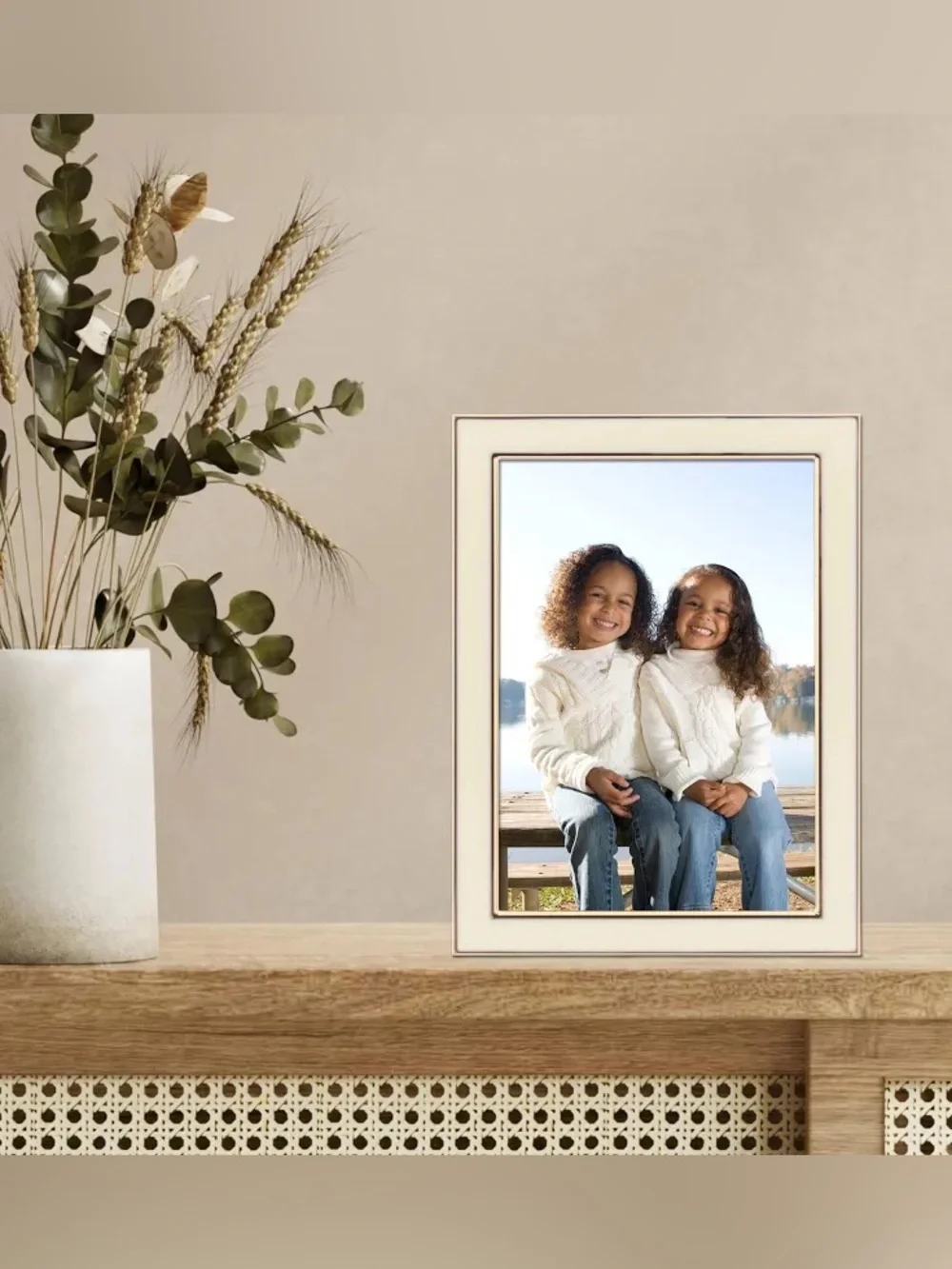 Lawrence Frames Polished Ivory Enamel Gold Metal Picture Frame